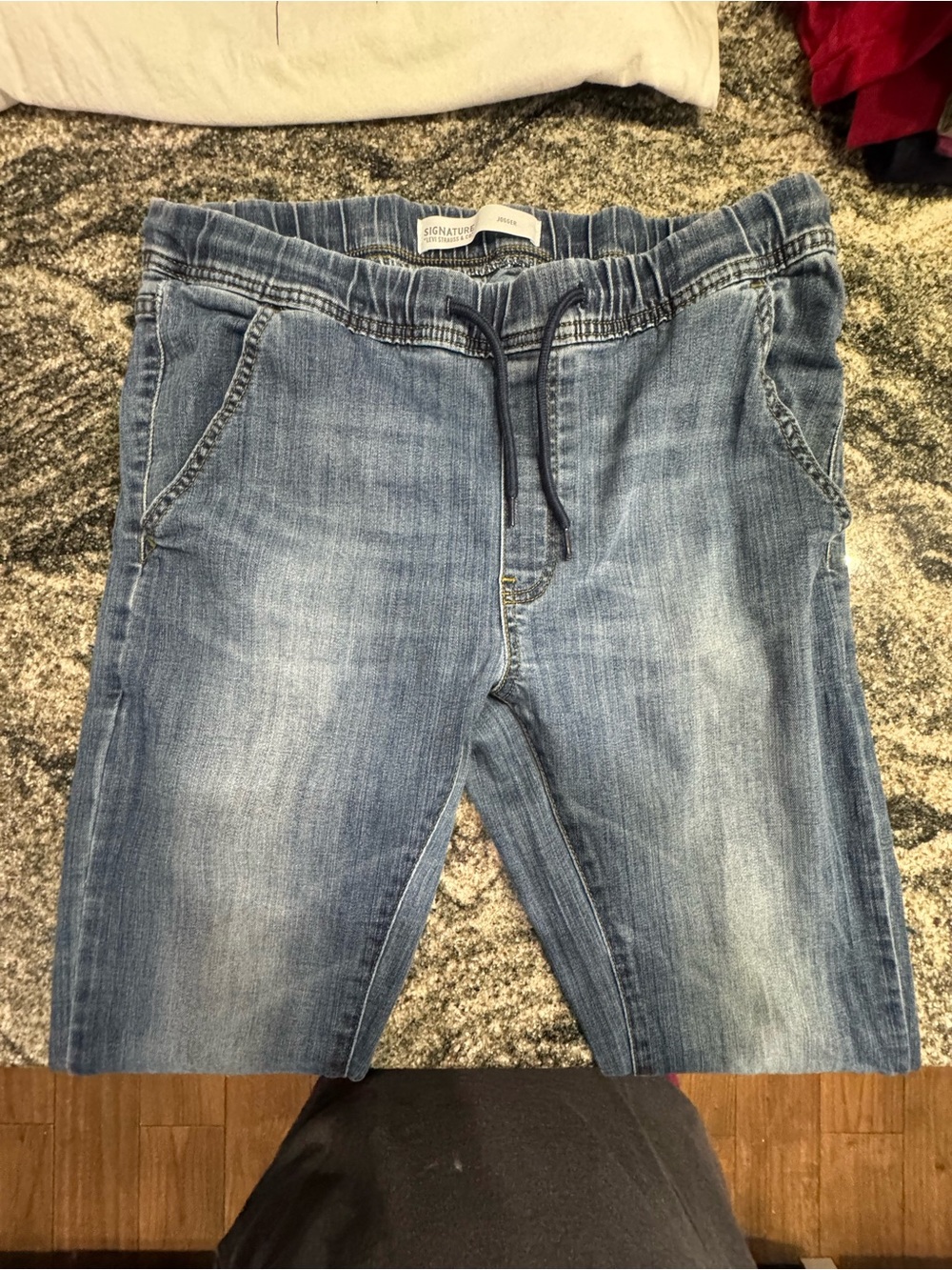 Light Blue Denim Jogger Jeans with Drawstring